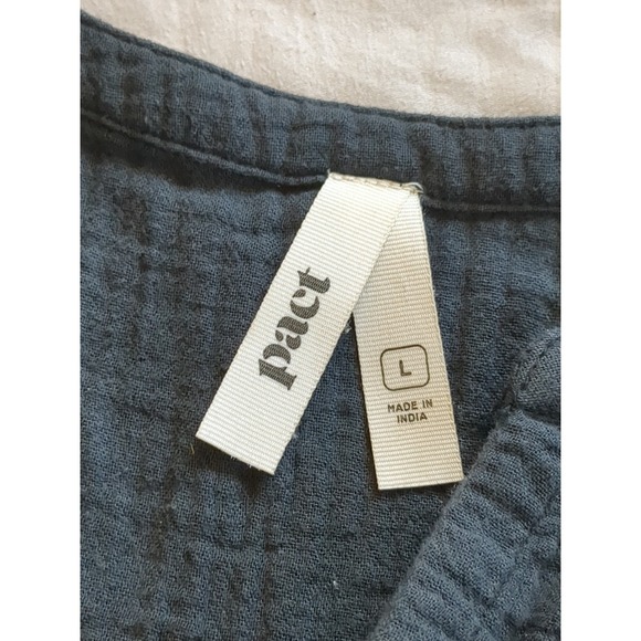 Pact Coastal Double Gauze Midi Dress Tie Front Size Large Charcoal Gray Sz Large - Picture 8 of 10